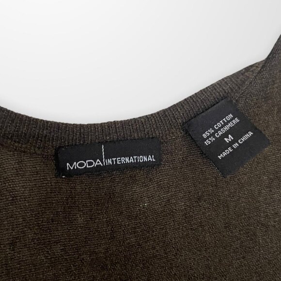 MODA International Green Open Cardigan Size M - Picture 3 of 5